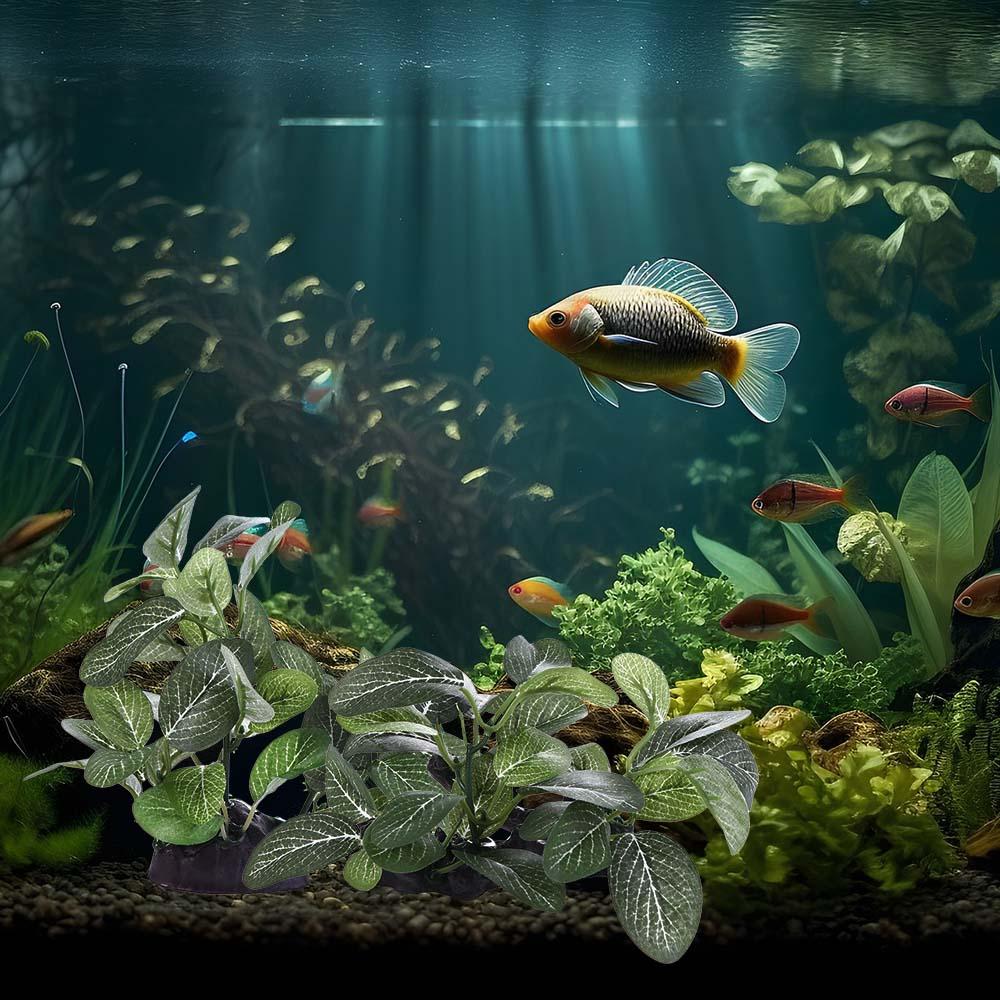 Planted Aquarium Jar - Zijdeachtige kunststof realistische aquariumdecoratie, kunstmatige groene